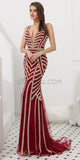 V-neck Mermaid Elegant Long Evening Prom Dresses SDP1142