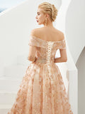 A-line Off the Shoulder Long Evening Prom Dresses SDP1178