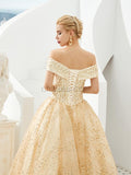 Off the Shoulder Long Evening Prom Dresses Ball Gown SDP1177