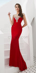 Red Cap Sleeves Long Evening Prom Dresses SDP1143