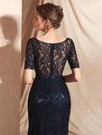 Pretty Half Sleeves Lace With Beading Mermaid Long Prom Dresses, XDM1127