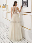 A-line Tulle Sleeveless Long Evening Prom Dresses SDP1144