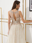 A-line Tulle Sleeveless Long Evening Prom Dresses SDP1144