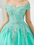 Off the Shoulder Unique Applique Long Prom Dresses SDP1185