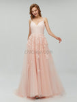 Tulle Applique Sweetheart A-line Long Prom Dresses SDP1115