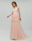 Tulle Applique Sweetheart A-line Long Prom Dresses SDP1115