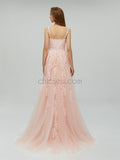 Tulle Applique Sweetheart A-line Long Prom Dresses SDP1115