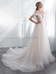 A-line Formal Tulle Affordable Long Wedding Dresses SDP1169