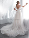 A-line Formal Tulle Affordable Long Wedding Dresses SDP1169