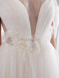 A-line Formal Tulle Affordable Long Wedding Dresses SDP1169