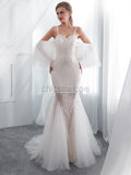 Spaghetti Strap Sweetheart Mermaid Long Wedding Dresses SDP1170