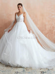 Spaghetti Strap Tulle Lace Long Wedding Dresses SDP1181