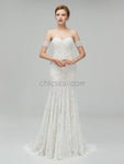 Fashion Strapless Lace Mermaid Sweep Trailing Long Wedding Dresses XDM1106