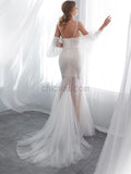 Spaghetti Strap Sweetheart Mermaid Long Wedding Dresses SDP1170