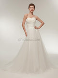 A-line Sweetheart Ivory Long Wedding Dresses SDP1171