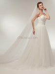 A-line Sweetheart Ivory Long Wedding Dresses SDP1171