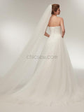 A-line Sweetheart Ivory Long Wedding Dresses SDP1171