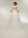 A-line Sweetheart Ivory Long Wedding Dresses SDP1171