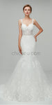 Elegant Sleeveless Lace Applique Long Mermaid Wedding Dresses XDM1108