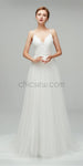 Simple Spaghetti Strap Cheap Backless Long Wedding Dresses XDM1105