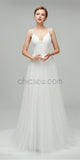 Simple Spaghetti Strap Cheap Backless Long Wedding Dresses XDM1105