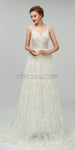 Spaghetti Strap Lace Backless Sweep Trailing Long Wedding Dresses XDM1104