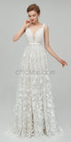 Simple Backless White Lace A-line Long Wedding Dresses XDM1111