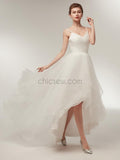 Spaghetti Strap High Low Ivory Long Wedding Dresses SDP1173