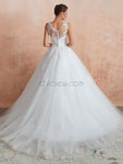 Ivory Tulle Sleeveless Elegant Long Wedding Dresses SDP1180