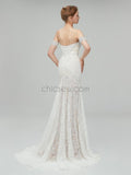 Fashion Strapless Lace Mermaid Sweep Trailing Long Wedding Dresses XDM1106