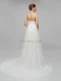 Simple Spaghetti Strap Cheap Backless Long Wedding Dresses XDM1105