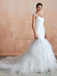 Elegant Mermaid V-neck Long Wedding Dresses SDP1183