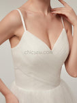 Spaghetti Strap High Low Ivory Long Wedding Dresses SDP1173