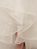 Spaghetti Strap High Low Ivory Long Wedding Dresses SDP1173