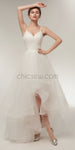 Spaghetti Strap High Low Ivory Long Wedding Dresses SDP1173