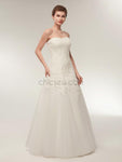 Sweetheart A-line Ivory Lace Long Wedding Dresses SDP1174