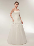 Sweetheart A-line Ivory Lace Long Wedding Dresses SDP1174