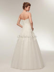 Sweetheart A-line Ivory Lace Long Wedding Dresses SDP1174