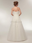 Sweetheart A-line Ivory Lace Long Wedding Dresses SDP1174