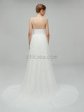 Simple Spaghetti Strap Cheap Backless Long Wedding Dresses XDM1105