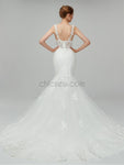 Elegant Sleeveless Lace Applique Long Mermaid Wedding Dresses XDM1108