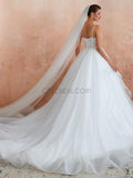 Spaghetti Strap Tulle Lace Long Wedding Dresses SDP1181