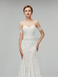 Fashion Strapless Lace Mermaid Sweep Trailing Long Wedding Dresses XDM1106