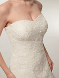 Sweetheart A-line Ivory Lace Long Wedding Dresses SDP1174