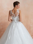 Ivory Tulle Sleeveless Elegant Long Wedding Dresses SDP1180