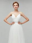 Simple Spaghetti Strap Cheap Backless Long Wedding Dresses XDM1105