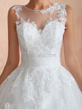 Ivory Tulle Sleeveless Elegant Long Wedding Dresses SDP1180