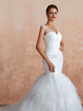 Elegant Mermaid V-neck Long Wedding Dresses SDP1183