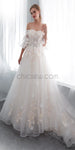 Off the Shoulder Applique Tulle Long Wedding Dresses SDP1168