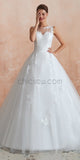 Ivory Tulle Sleeveless Elegant Long Wedding Dresses SDP1180